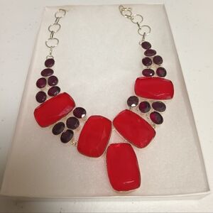 MOZAMBIQUE GARNET GEMSTONE 925 STERLING SILVER PLATED NECKLACE